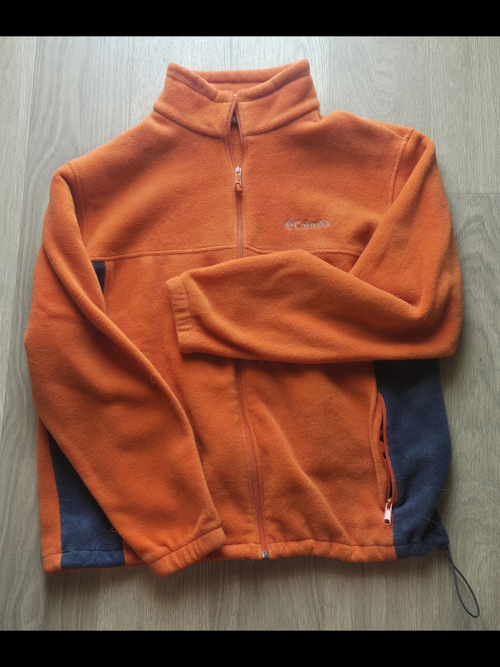 Columbia Orange Fleece Jacket with Navy Side Panels
